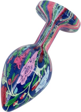 Эмалированная анальная пробка из алюминия с бирюзовым кристаллом