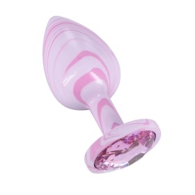 Эмалированная анальная пробка из алюминия со светло розовым кристаллом