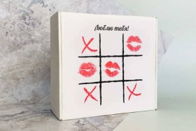 Коробка-бокс подарочная Люблю тебя, крестики нолики
