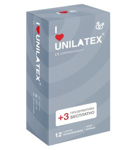 Презервативы Unilatex Ribbed 12+3 шт в подарок
